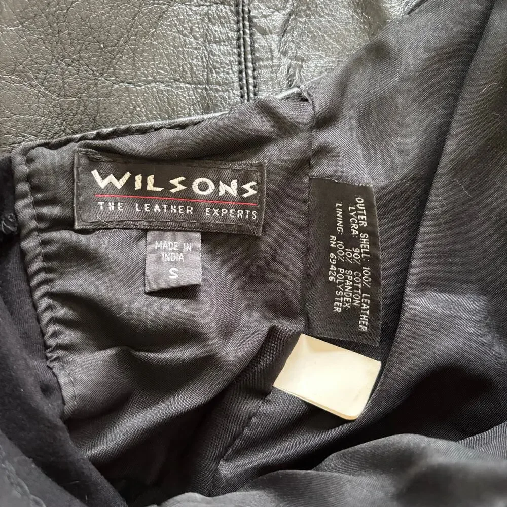 Wilson Leather Black Halter Vest Biker Crop Vintage 90s Small - Picture 5 of 6